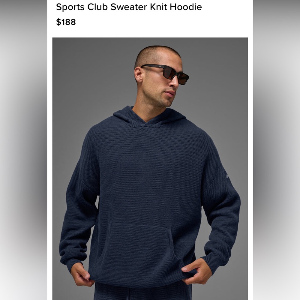 ALO Navy Blue Knit Hoodie